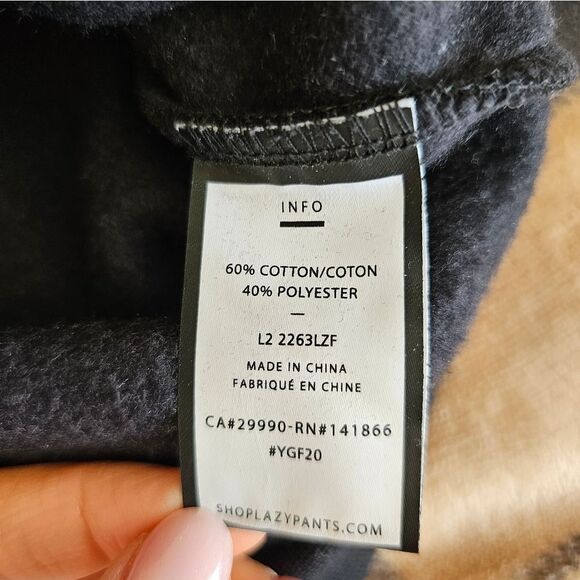 Black Pullover Sweater with Hood and Ribbed Cuffs - Picture 7 of 9